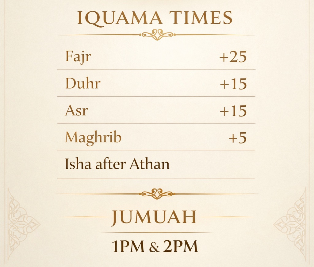New Prayer Times